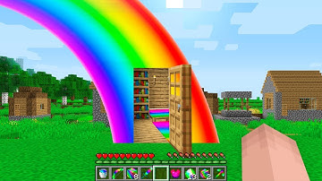 HOW NOOB BUILD BASE INSIDE RAINBOW IN VILLAGE!? Minecraft NOOB vs PRO! 100% TROLLING FOUND HOUSE
