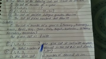 Which of the following sets are finite or infinite (1) the set of months of a year (2) {1,2,3,....}