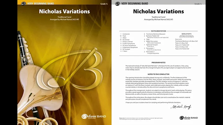 Nicholas Variations, arr. Michael Kamuf  Score & S...