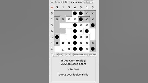 Grey is Odd - Today grids. Solution level 3 7X7 dated 09-28-2024 #logicpuzzles #logicgames  #games