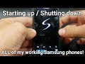 Starting Up/Shutting Down ALL Of My WORKING Samsung Phones!