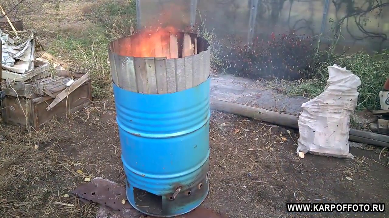 Можно жечь в бочке на участке. Садовая печь из бочки по методу Максимыча. Печка для сжигания из бочки 200.