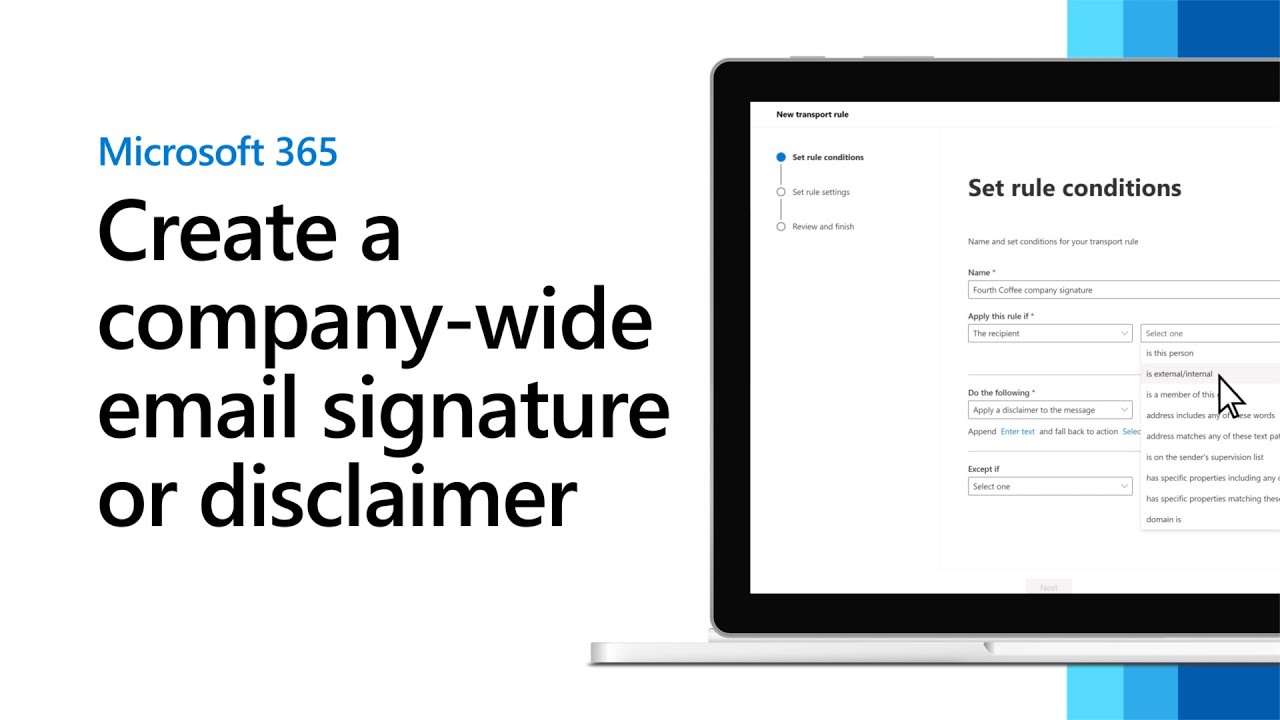 Create A Company wide Signature Or Disclaimer In Microsoft 365 YouTube