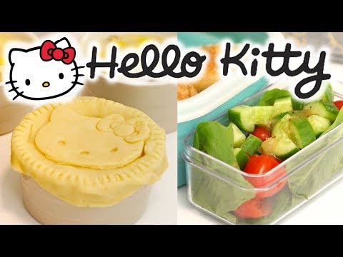HELLO KITTY LUNCH RECIPES | CHICKEN POT PIE, BREAD ROLLS + SALAD | HELLO KITTY RECIPES