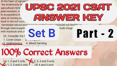 UPSC CSAT (Paper - 2) PRELIMS 2021 ANSWER KEY Part-2, Set-B (Held On 10 October) ।। VPS Education ।।