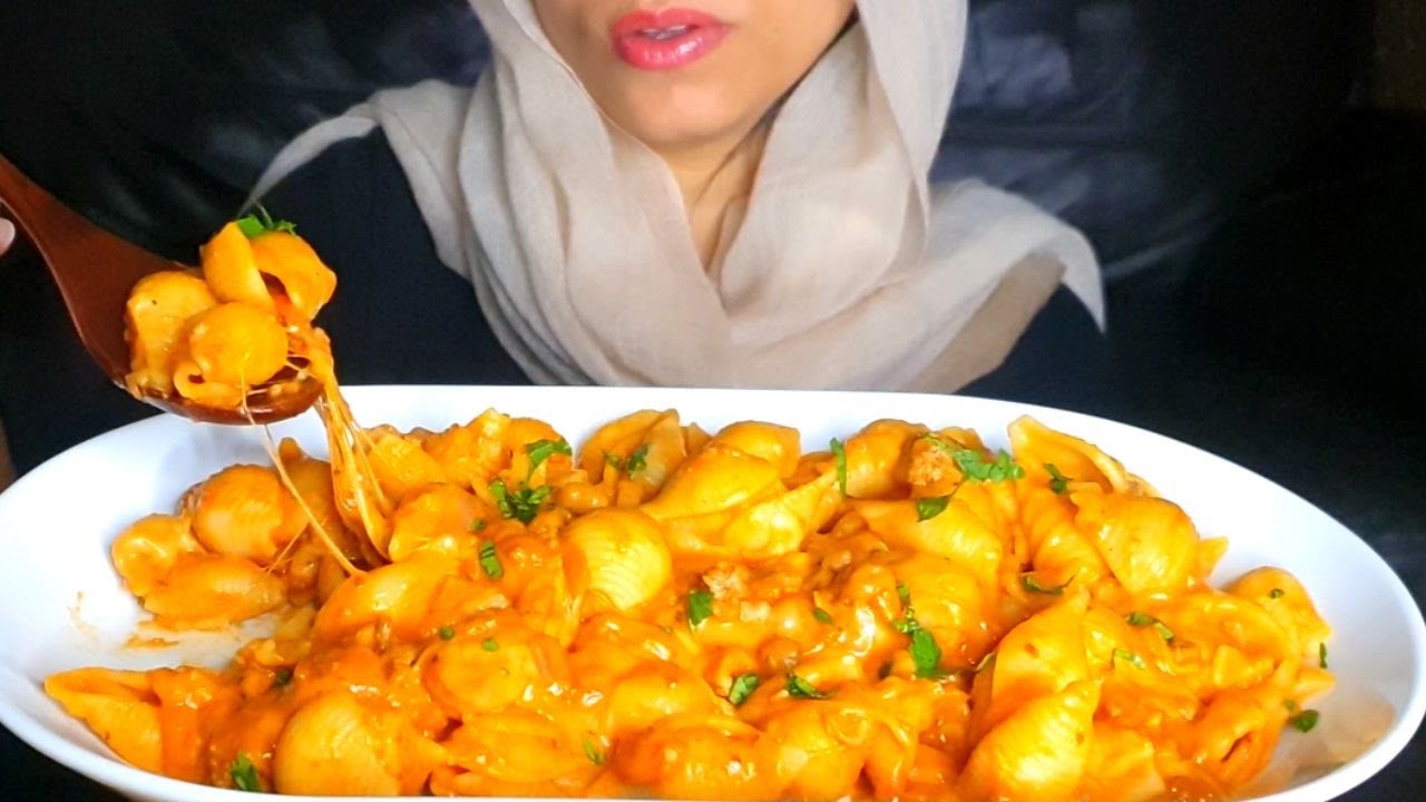 ASMR Cheesy Creamy Pasta| Pasta Mukbang (No Talking) Soft, Sticky  Eating Sounds |Muni Eats ASMR