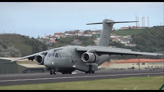 EMBRAER C-390 + 2 Beech C-12V Huron Landing | Lajes Terceira Island Azores