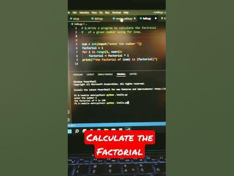 Calculate the Factorials using Python | VS code | NIIN KM - YouTube