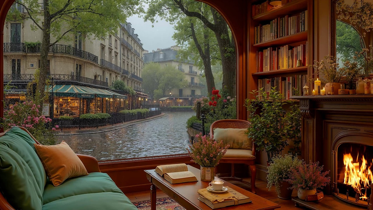 A Rainy March Afternoon ☕ Tranquil Jazz Coffee Shop Ambience for Study & Relax