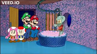 Mario, Luigi, Toad And Toadette Drops By Squidwards House