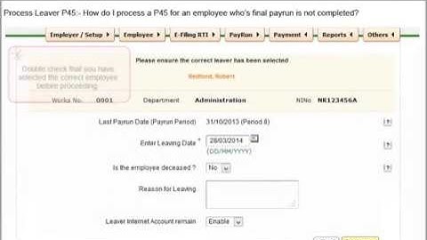 Process Leaver P45:-How do I process a P45 for an employee who