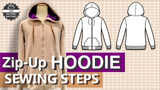 Zip-Up HOODIE for Men DIY - Sewing Steps / Complete Sew Along - PDF Patterns Boutique