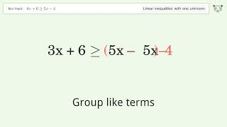 8x6 Greater Than Or Equal To 5x4  Solve Linear Inequalities With One Unknown