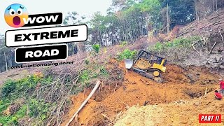 งานที่มีความเสี่ยงสูงสุด CAT D6R XL การตัดเนินบนภูเขา การก่อสร้างถนน ตอนที่ 2