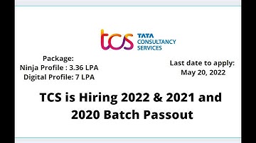 TCS Off Campus Hiring 2022, 2021 & 2020 Batch B.E/B.TECH/M.E/M.TECH |MCA/M.Sc. All branches eligible