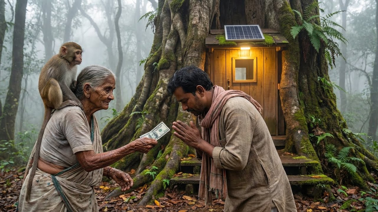 Building a House in the Forest (ASMR) – This Man Built a Giant Tree Home for an Old Woman