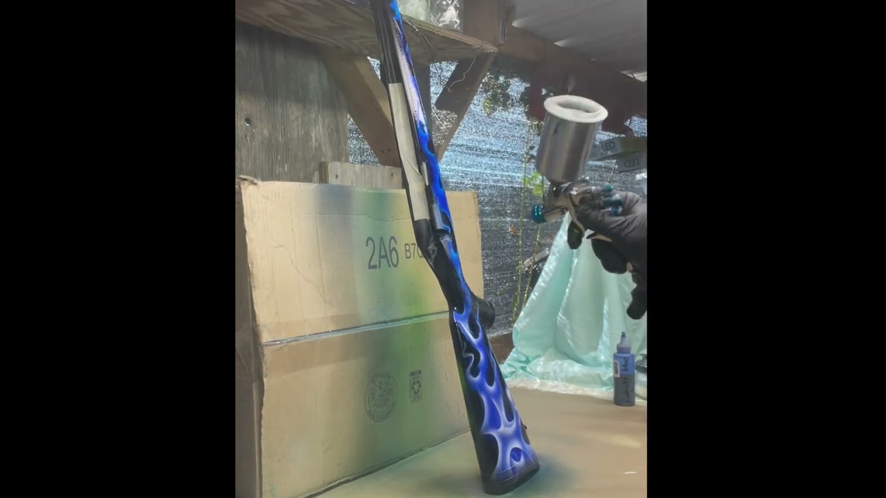 Last coat of Kandy going on the true fire painted rifle stock