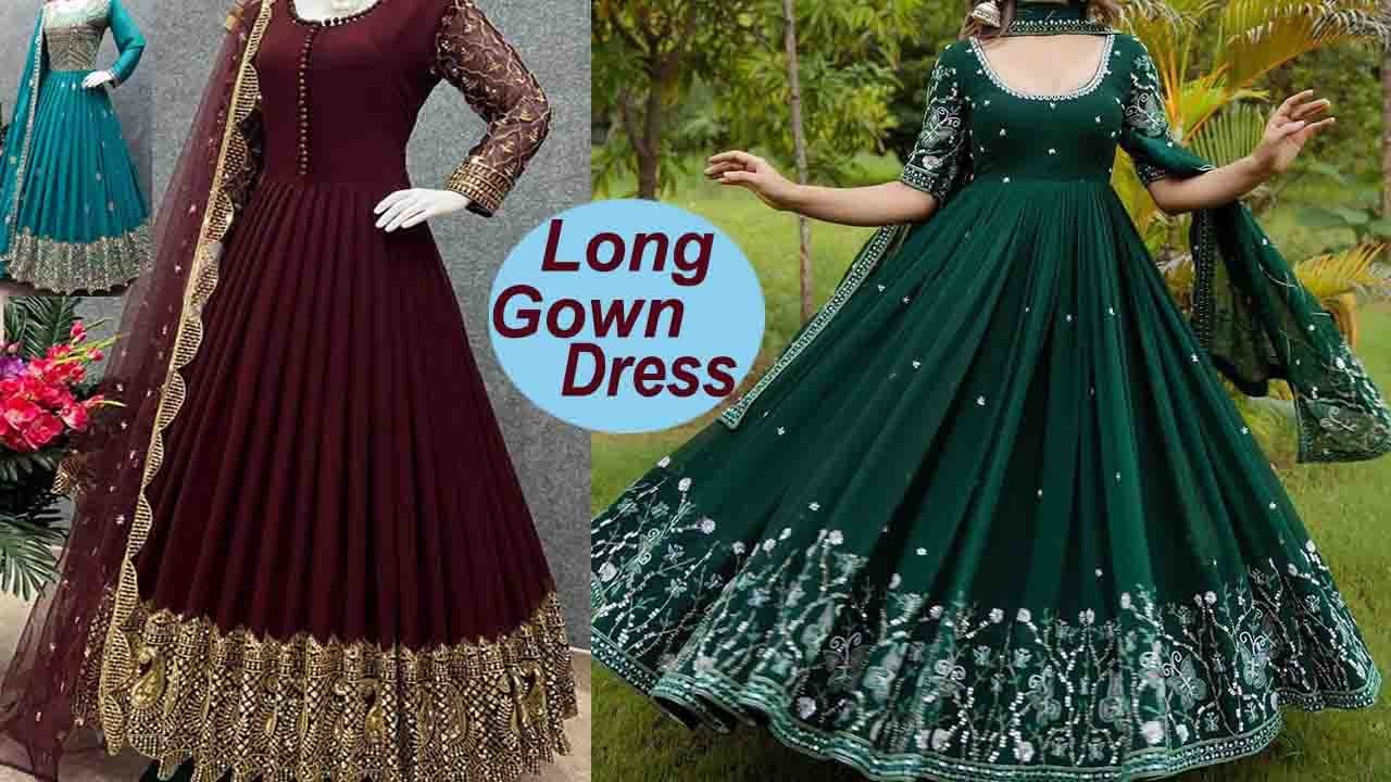 Beautiful Long Dress with hand work. | Party wear indian dresses, Designer  party wear dresses, Designer dresses indian