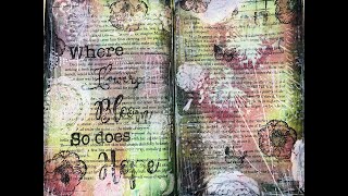 Journal Page using Pentart Media Mists with Stamperia Transfers