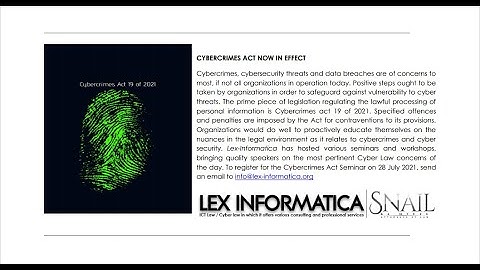 The Cybercrimes Act 19 of 2020