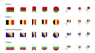 Europe Icons Flags PowerPoint vector maps