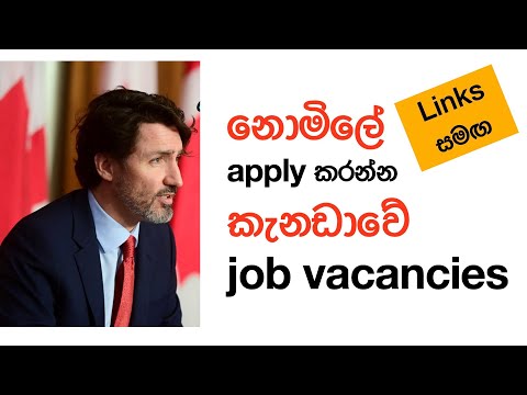 නොමිලේ apply කරන්න කැනඩාවේ job vacancies  Links සමඟ | Job vacancies in Canada