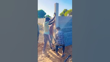 Down Precast concrete RCC column is lifted by labour in this manner#precastboundarywall