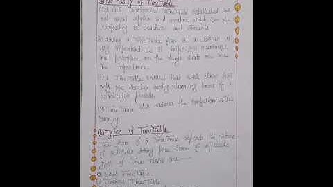 B.ed 4th sem praticum, Construction of Time Table any 2 classes with justification (English version)