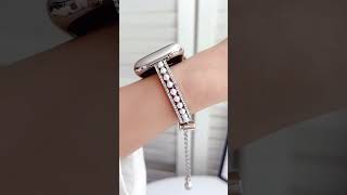 URVOI Band for Apple Watch Pearl shiny zircon metal Chain strap for iWatch elegance wristband