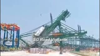 15jun2025  tuas sany port quay crane toppled while being transported