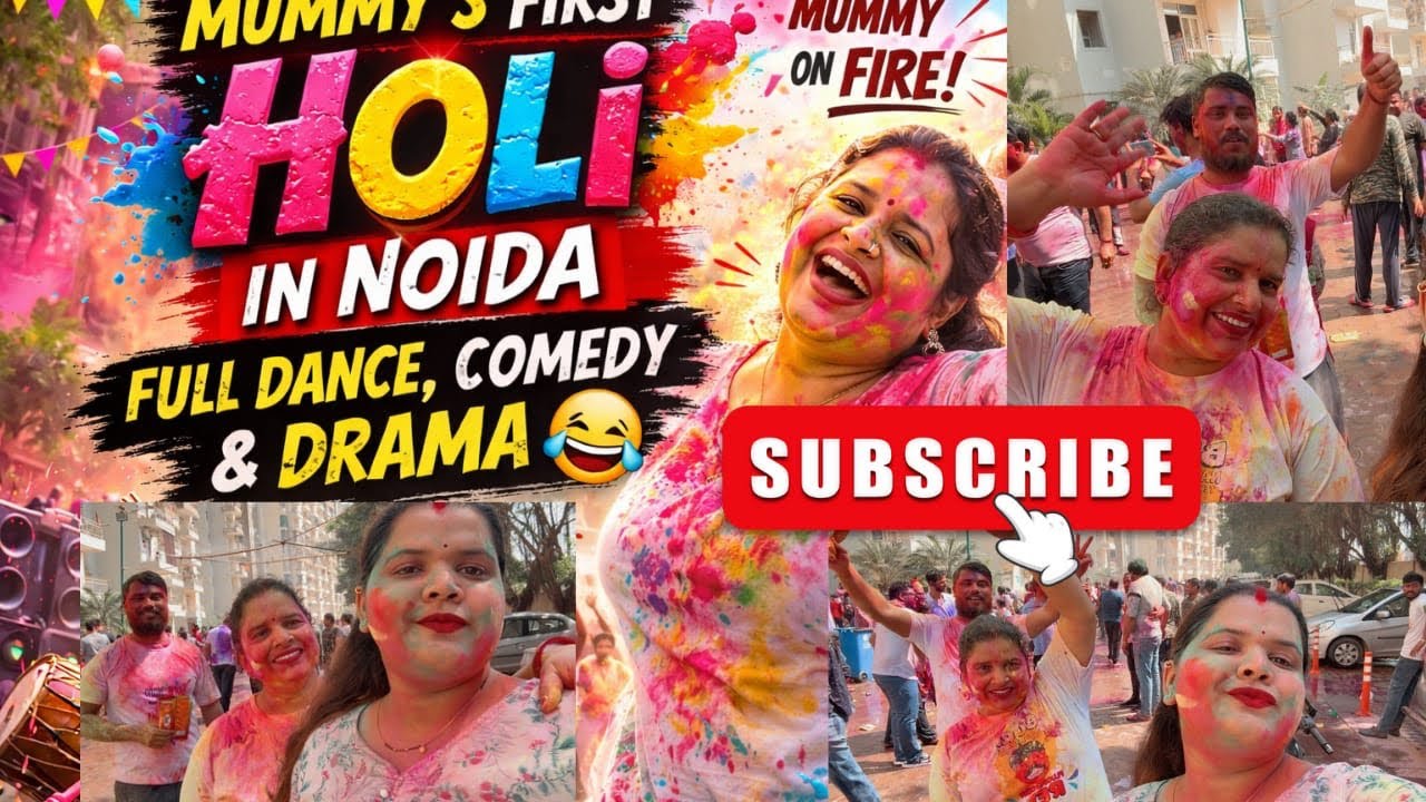 Mummy’s first Holi in Noida😍 || Viral Holi Celebration #trending  #holi #fun #dance 