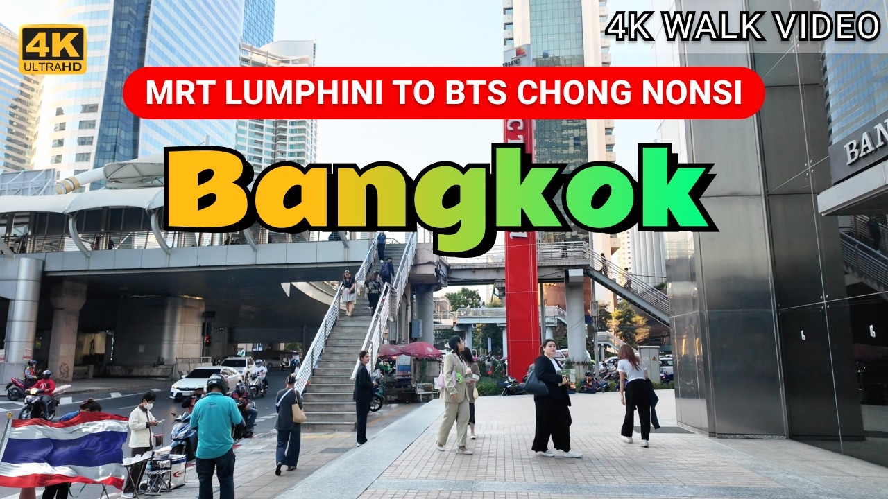 [4K HDR] Bangkok Street: MRT Lumphini to Chong Nonsi BTS Walk