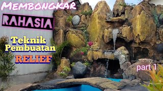 cara membuat relief dinding air terjun | tutorial relief taman | tukang relief taman Palangkaraya