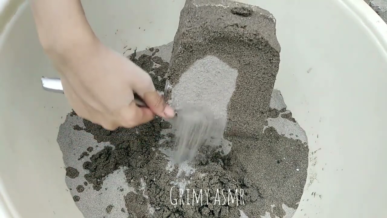 Sand Cement Shapes Dry Crumbling+Pouring Water
