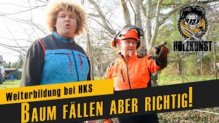 Waldarbeit bei HKS / Baum fällen, aber richtig / gute Besserung Carsten