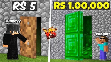 Rs1 vs Rs 1,00,000 Mystery Door Challenge in Minecraft @ProBoiz95