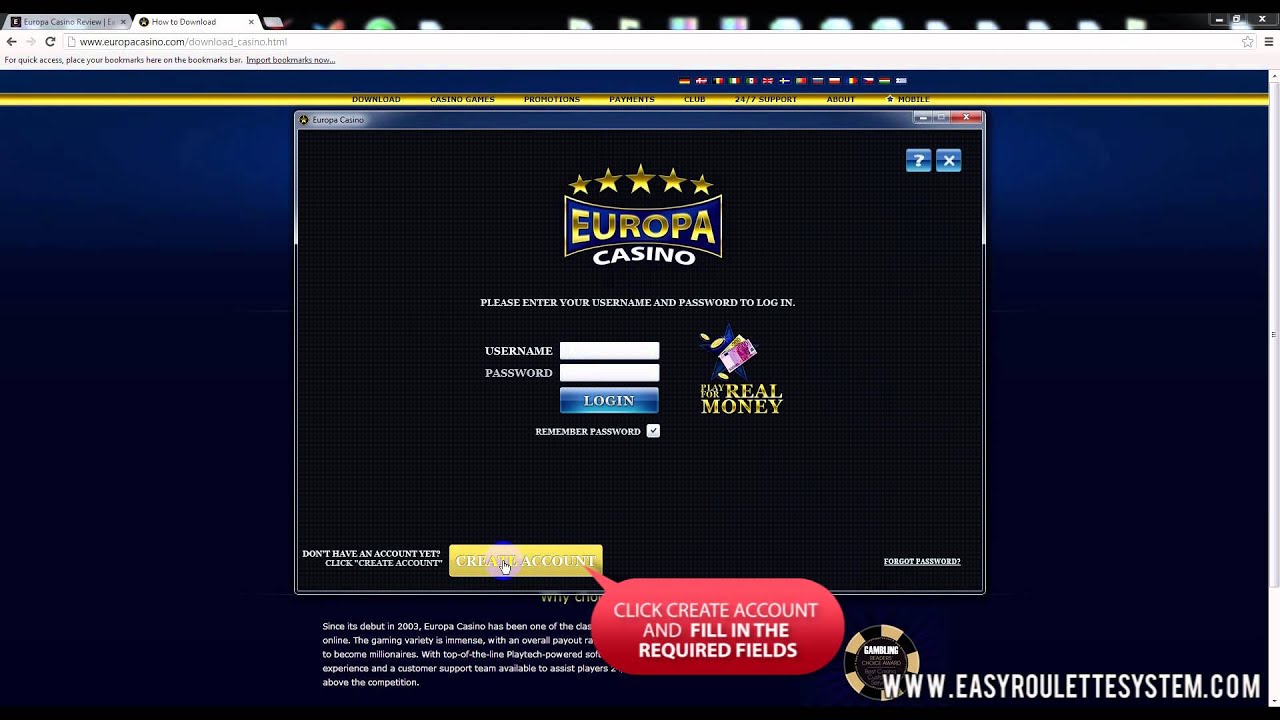 Europa Casino Sign-up Tutorial by EasyRouletteSystem.com