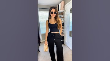 My go to Amazon tank and linen pants for warmer days 🖤 #amazonassociates #ootd #fashion #outfit