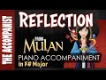 Reflection from mulan  piano accompaniment  karaoke