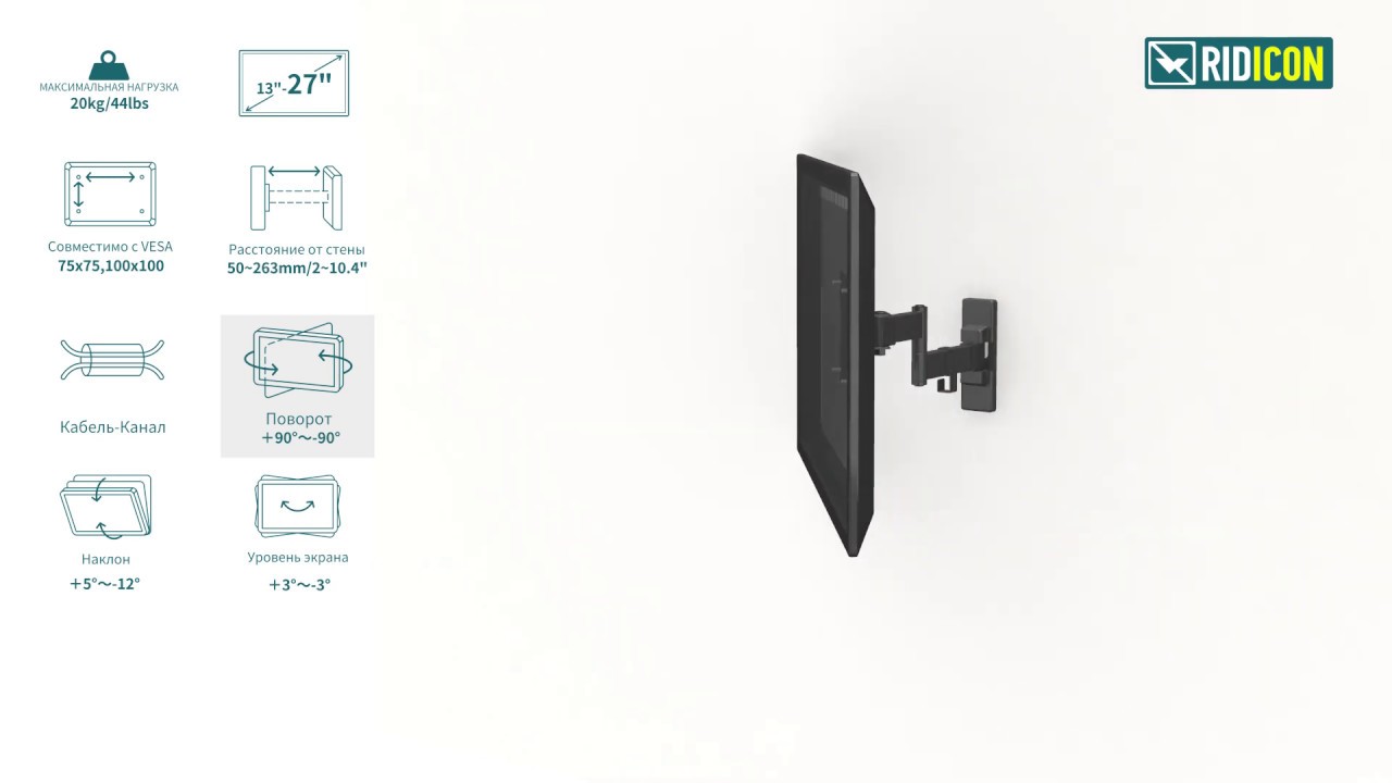 Ridicon FM871. Установка и особенности наклонно-поворотного кронштейна Ridicon FM871