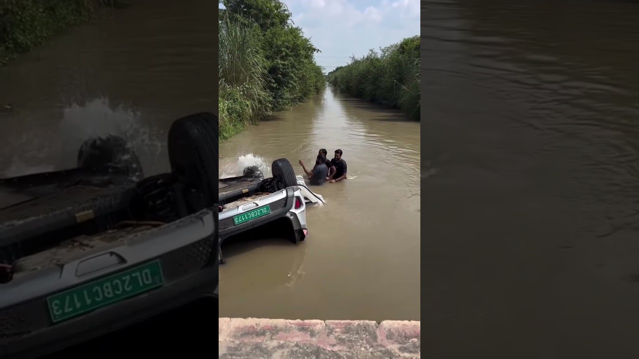 Tata car in river 