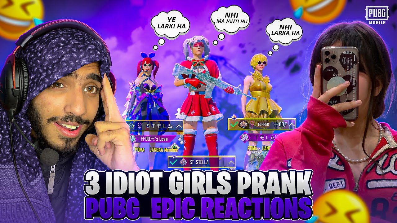Girl Voice Prank on 3 Idiot Girls 😂 | Funny Reactions in PUBG - YouTube