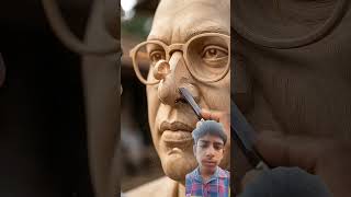 DR B.R Ambedkar Wooden statue carving ||Trending Art video ✨😱 #woodenstatues #woodencarvings