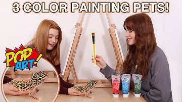 3 COLOR PAINTING POP ART PETS CHALLENGE! DIY Wall Art Painted Canvas | Sis Vs Sis | Ruby and Raylee