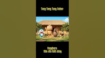 Brainrot Tung Tung Tung Sahur vs Doraemon and Capybara xem chó nhảy