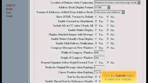 Modifying the display preferences in SquirrelMail