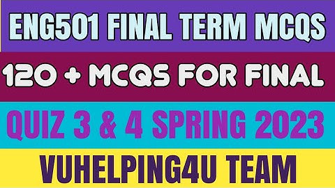 Eng501 Final Term Mcqs Spring 2023/ Eng501 Quiz 3 Spring 2023/ Eng501 Quiz 4 Spring 2023