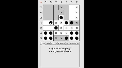 Grey is Odd - Today grids. Solution level 3 7X7 dated 07-15-2024 #logicpuzzles #logicgames  #games
