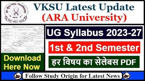VKSU UG New Syllabus 2023-27 | VKSU UG 1st Semester Syllabus 2023 | VKSU Part 1 Syllabus 2023 PDF
