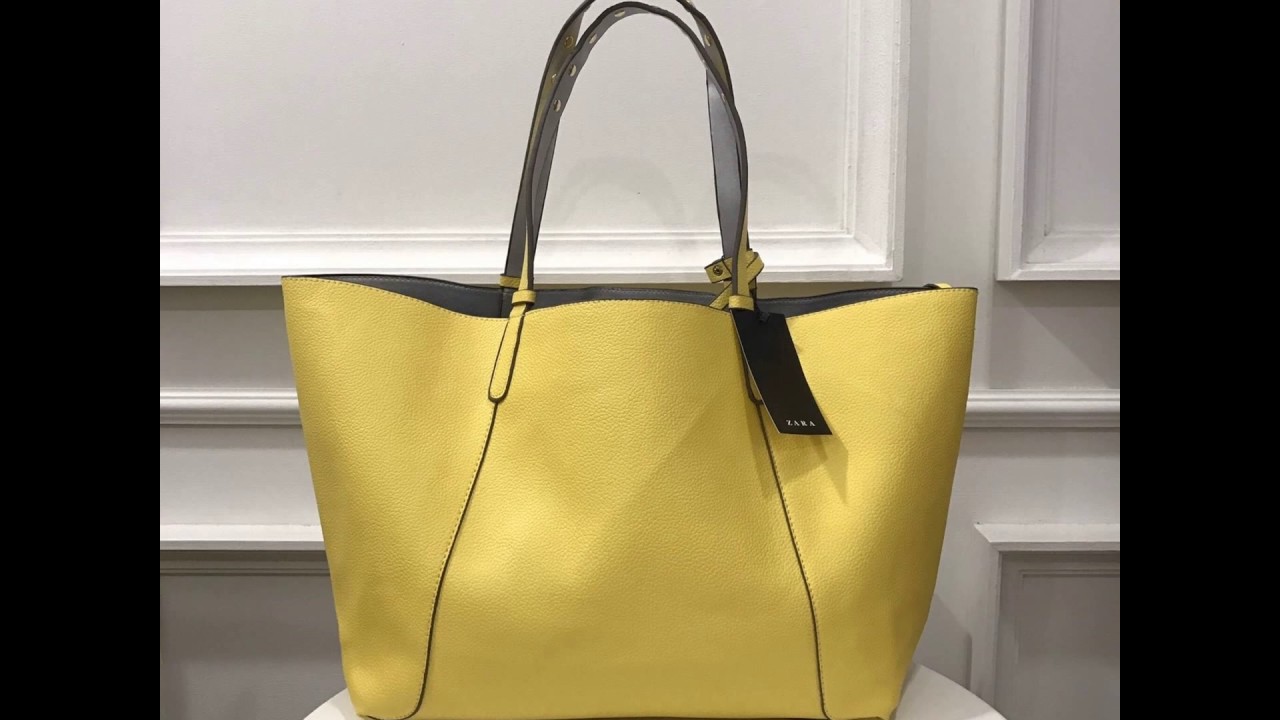 zara yellow tote bag